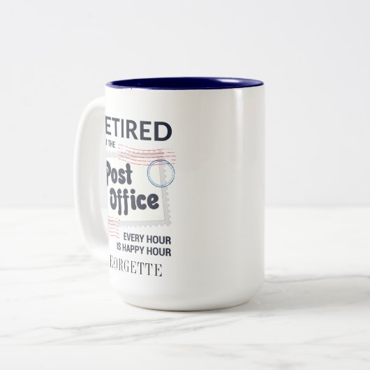 Postarbeider Postbus in ruste Gag Tweekleurige Koffiemok (Voorkant links)