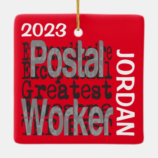 Postarbeiders Extraordinaire CUSTOM Keramisch Ornament (Achterkant)