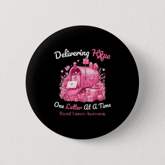 Postbeambte Borstkanker Bewustzijn Oktober We Ronde Button 5,7 Cm (Voorkant)