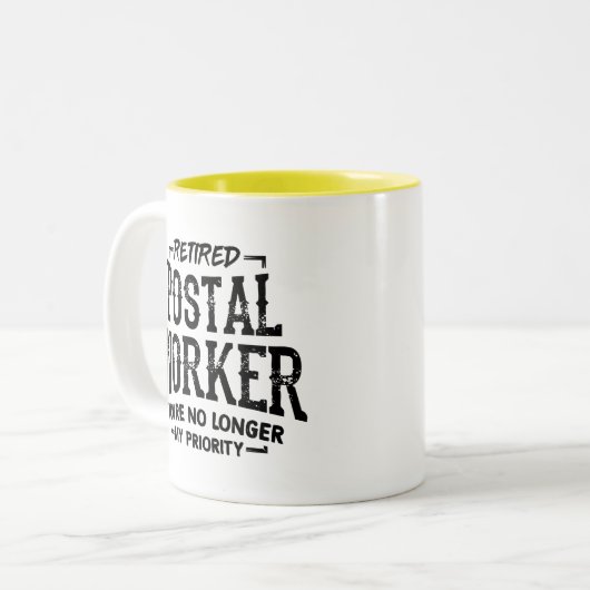 Postbeambte pensioen Keepsake Mailman Grappig Tweekleurige Koffiemok (Voorkant links)