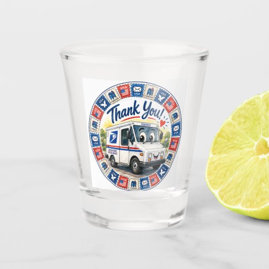 Postbeambten Waardering  Shot Glas (Voorkant)