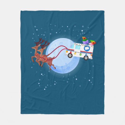 Postbediende kerstpost Truck Funny Mailman Fleece Deken (Voorkant)