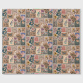 Postbloemen en Natuur Postzegels Collage Cadeaupapier (Vlak)