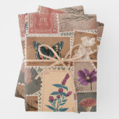 Postbloemen en Natuur Postzegels Collage Inpakpapier Vel (In situ)