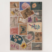 Postbloemen en Natuur Postzegels Collage Legpuzzel (Verticaal)