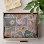  Postbloemen en Natuur Postzegels Collage Tissuepapier (Geschenk)