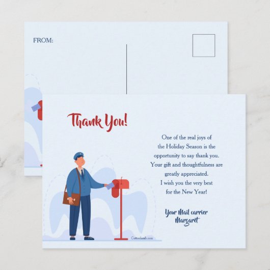 Postbode Bedankt Postkaart (Voorkant / Achterkant)