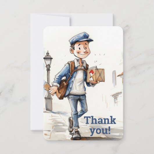 postbode briefdrager bedankkaart (Voorkant)