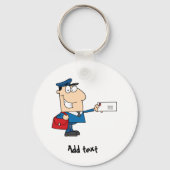Postbode cartoon mascot gepersonaliseerd sleutelhanger (Voorkant)