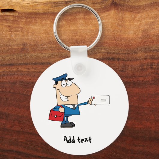 Postbode cartoon mascot gepersonaliseerd sleutelhanger (Voorkant)