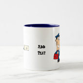 Postbode cartoon mascot gepersonaliseerd tweekleurige koffiemok (Center)