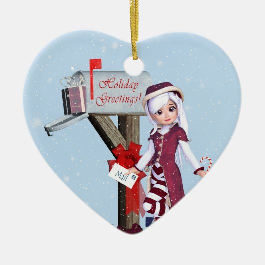 Postbode Elf Mailbox en Gifts Ornament (Voorkant)