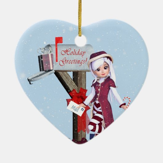 Postbode Elf Mailbox en Gifts Ornament (Achterkant)