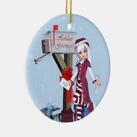 Postbode Elf Mailbox en Gifts Ornament (Rechts)