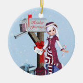 Postbode Elf Mailbox en Gifts Ornament (Voorkant)