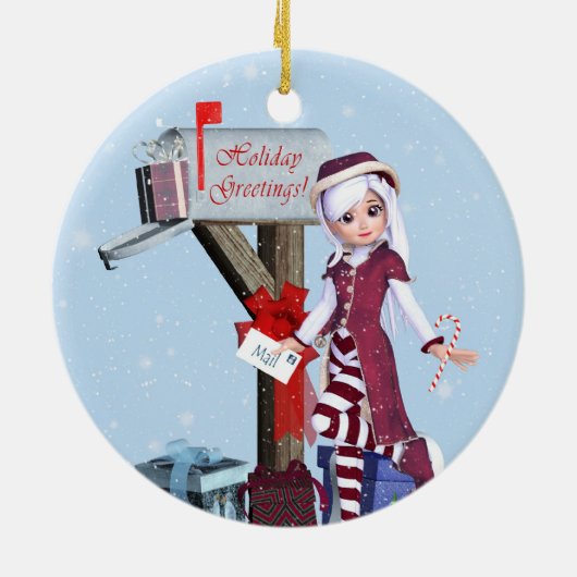 Postbode Elf Mailbox en Gifts Ornament (Achterkant)