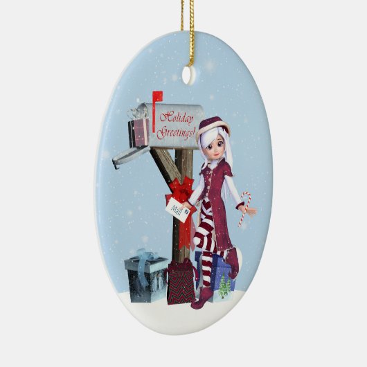 Postbode Elf Mailbox en Gifts Ornament (Rechts)