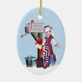 Postbode Elf Mailbox en Gifts Ornament (Voorkant)