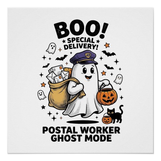 Postbode Geest Modus Halloween Bezorging Design Perfect Poster (Voorkant)
