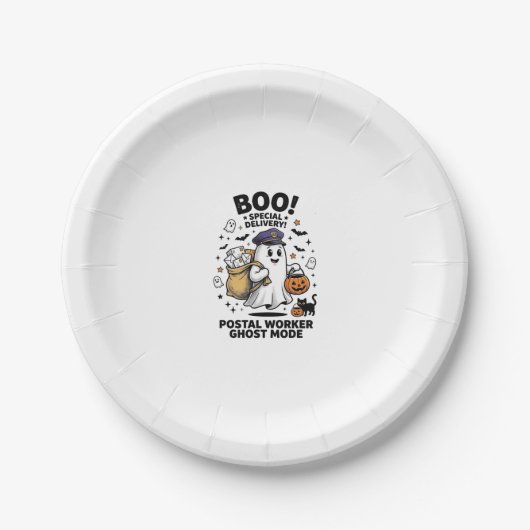 Postbode Geest Modus Halloween Bezorgontwerp Papieren Bordje (Voorkant)