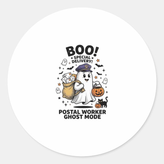 Postbode Geest Modus Halloween Bezorgontwerp Ronde Sticker (Voorkant)