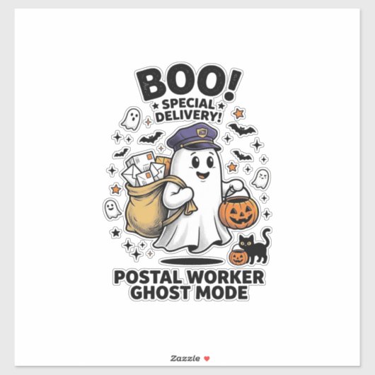 Postbode Geest Modus Halloween Bezorgontwerp Sticker (Vel)