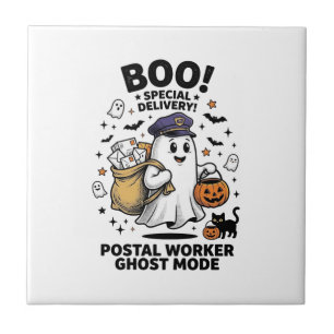 Postbode Geest Modus Halloween Bezorgontwerp Tegeltje