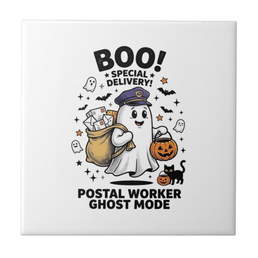 Postbode Geest Modus Halloween Bezorgontwerp Tegeltje (Voorkant)