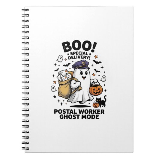 Postbode Geest Modus Halloween Levering Design Notitieboek (Voorkant)