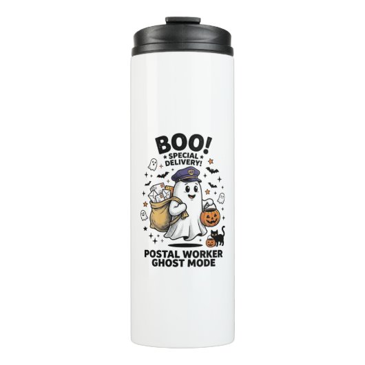 Postbode Geest Modus Halloween Levering Design Thermosbeker (Voorkant)