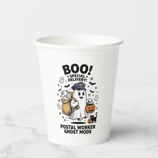 Postbode Geest Modus Halloween Levering Ontwerp Papieren Bekers (Voorkant)