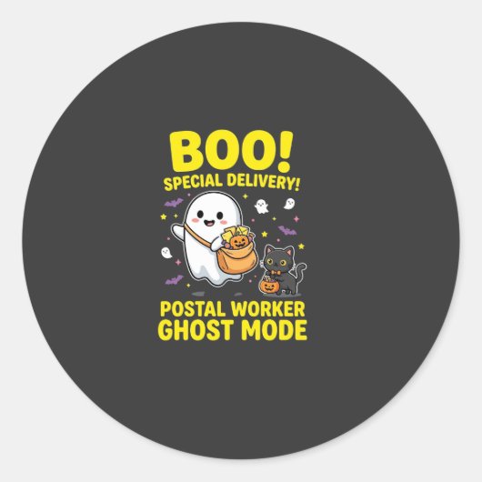 Postbode Geest Modus Halloween Ontwerp_1 Ronde Sticker (Voorkant)