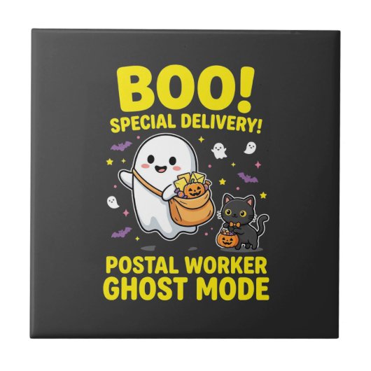 Postbode Geest Modus Halloween Ontwerp_1 Tegeltje (Voorkant)