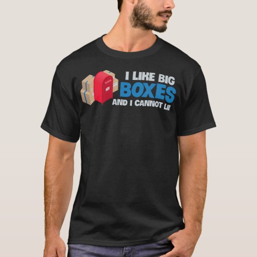 Postbode Grote Dozen Pakket Brievenbus Route T-shirt (Voorkant)