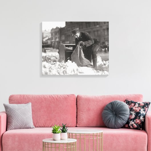 Postbode in de Sneeuw, 1922 Canvas Afdruk (Insitu (Woonkamer))