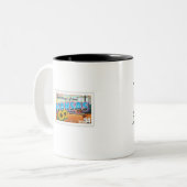 Postbode in ruste tweekleurige koffiemok (Voorkant links)