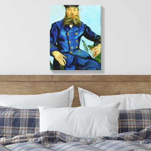 Postbode Joseph Roulin | Vincent van Gogh Canvas Afdruk (Insitu (Slaapkamer))