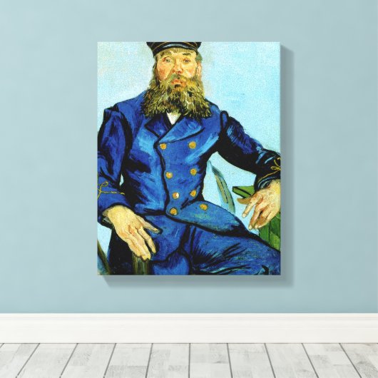 Postbode Joseph Roulin | Vincent van Gogh Canvas Afdruk (Insitu (Houten vloer))