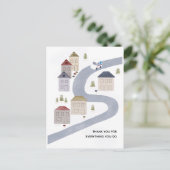 Postbode Kerst Vrouw Dank U Winter Scène Briefkaart (Staand voorkant)