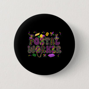 Postbode Mardi Gras-symbolen Gemaskerde Narrenhoed Ronde Button 5,7 Cm