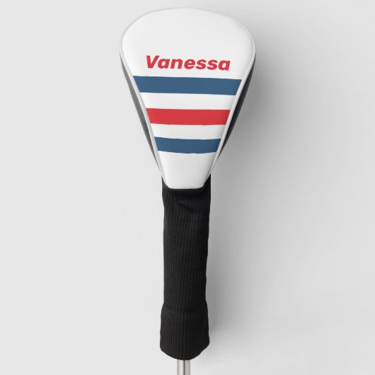 Postbode Nostalgisch Dwarsgestreept met Naam Golfheadcover (Voorkant)