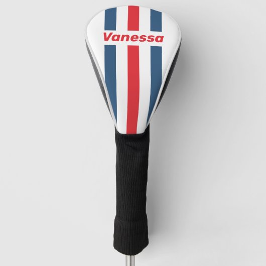 Postbode Nostalgische Speld Strepen met Naam Golfheadcover (Voorkant)