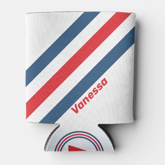 Postbode Nostalgische Strepen met Naam Blikjeskoeler (Voorkant)