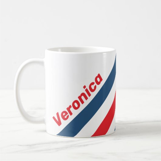 Postbode Nostalgische Strepen met Naam Koffiemok (Links)