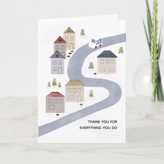 Postbode Post Dame Bedankt Kerst Winter Scène Kaart (Voorkant)