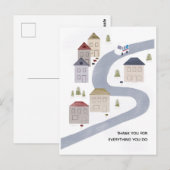 Postbode Post Dame Kerst Dank U Winter Scène Briefkaart (Voorkant / Achterkant)