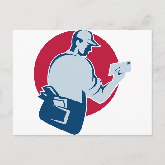 postbode postbestelling postenvelopretro briefkaart (Voorkant)