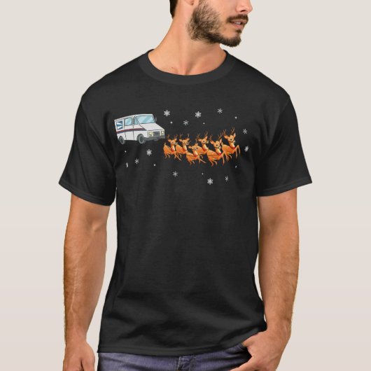 Postbode Postbode Kerstman Post Vrachtwagen Sleigh T-shirt (Voorkant)