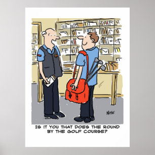Postbode speelt een ronde bij een golfbaan poster