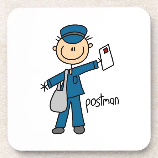 Postbode Stickfiguur Drankjes Onderzetter (Voorkant)